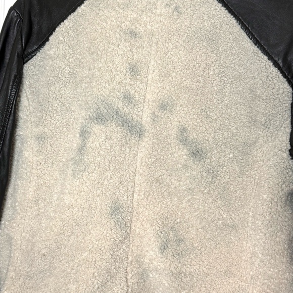 SLATE & WILLOW Genuine Leather & Faux Sherpa 70s
Aviator Moto Biker Jacket XL - Picture 10 of 10